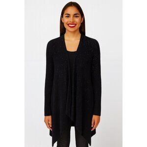 Saks Fifth Avenue Black Speckled Cashmere Cardigan Sweater Womens Small